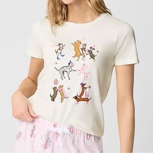 J. Crew Factory Cream Tee Puppy Pawty Design